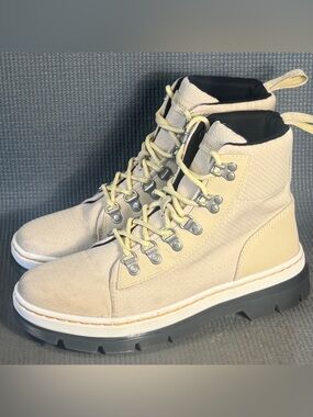 Dr. Martens Women's Combs Parchment Beige Recycled Nylon Combat Boots Size 8